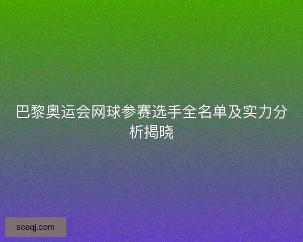 巴黎奥运会网球参赛选手全名单及实力分析揭晓 巴黎奥运会网球参赛选手全名单及实力分析揭晓